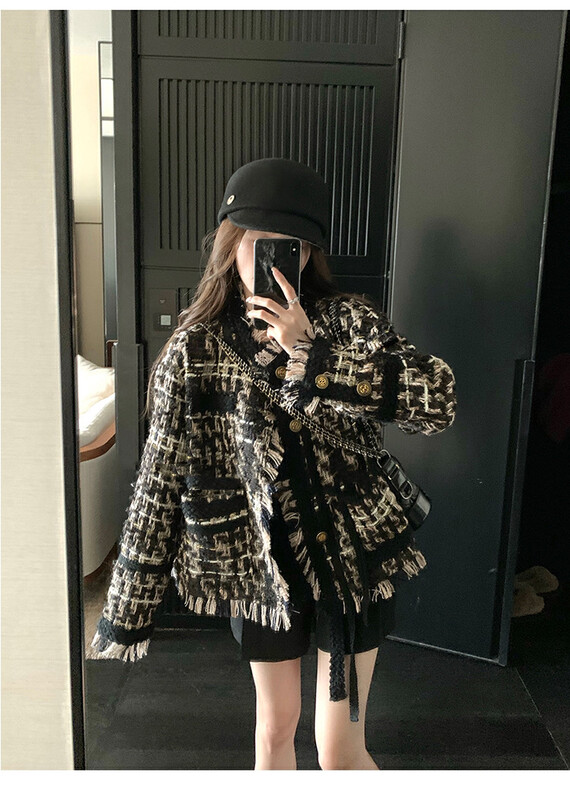 【KIKI STUDIO】Korean version thickened tassel short coat 6983# HJY