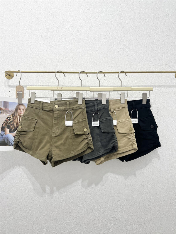 New in autumn! [U.SHE] Casual slimming solid color denim shorts 51259# JJ