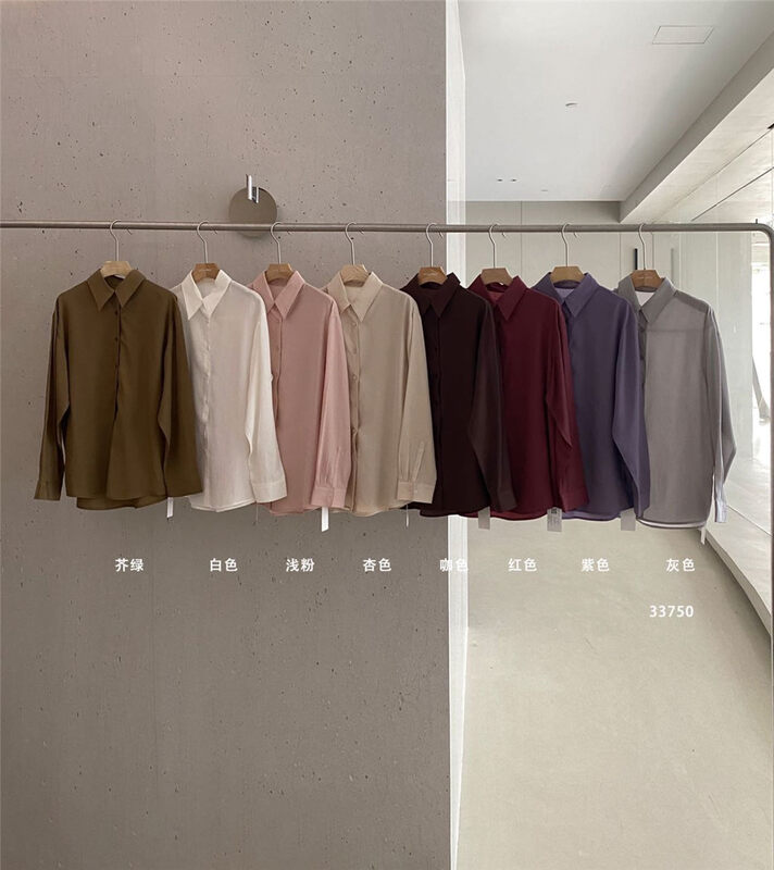 Mainly push Korean shirts, must be worn in autumn and winter, 16 colors [CLEAN SPACE] solid color loose and versatile Tencel shirt 33750# CQW