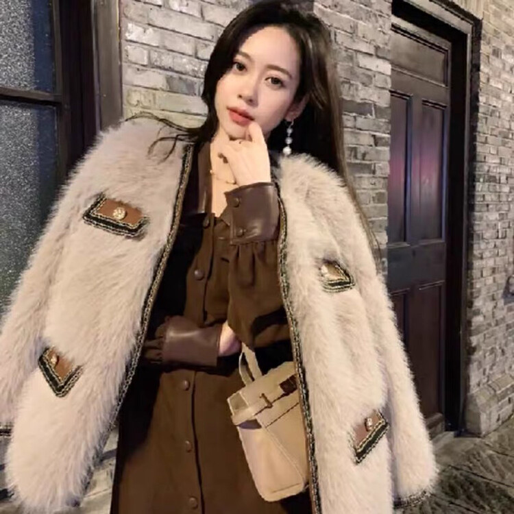【KIKI STUDIO】Little Fragrant Lady Contrast Color Plush Short Jacket 6993# HJY