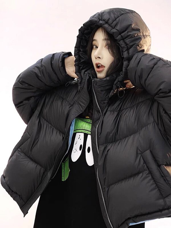 【KIKI STUDIO】Korean color-blocking thickened hooded warm padded jacket 6992# HJY
