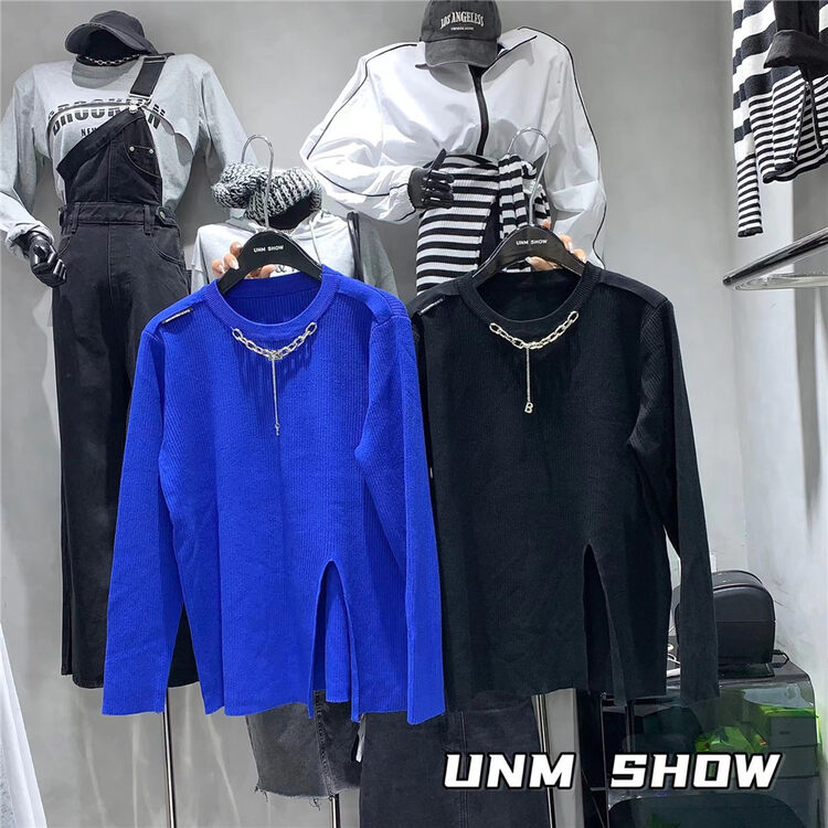 New in autumn!【UNM-SHOW】Korean version solid color all-match knitted sweater 6155# WTT