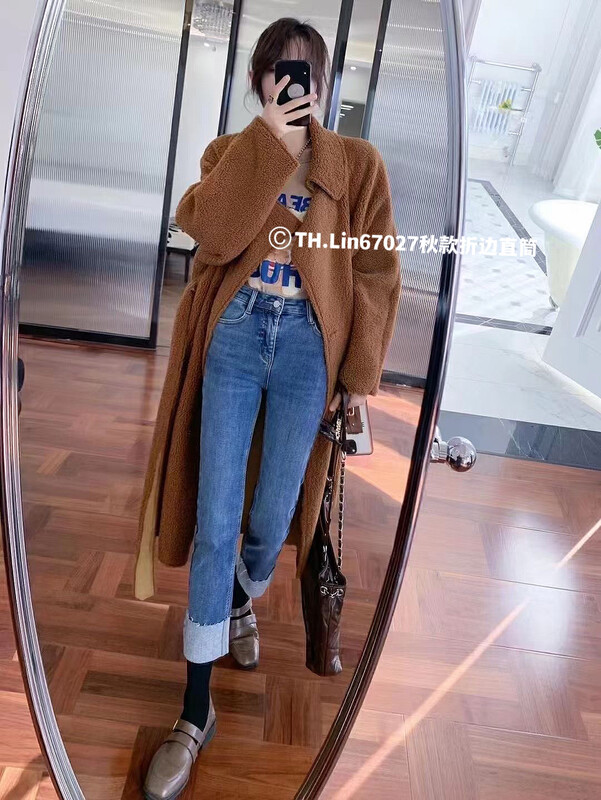 New in autumn!【T.H】Korean style hem design straight jeans 67027# LSW