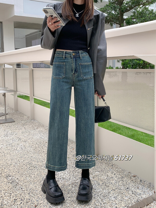 [Korean original] Korean version of the Ming pocket design stretch pants jeans 61733