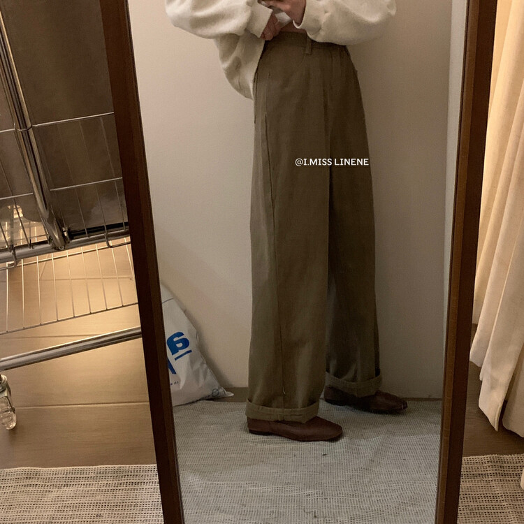【IMISS】Retro all-match thin wide-leg jeans jeans QK7999# FHX