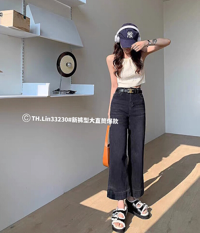 New in autumn!【T.H】Korean straight casual jeans (without belt) 33230# LSW