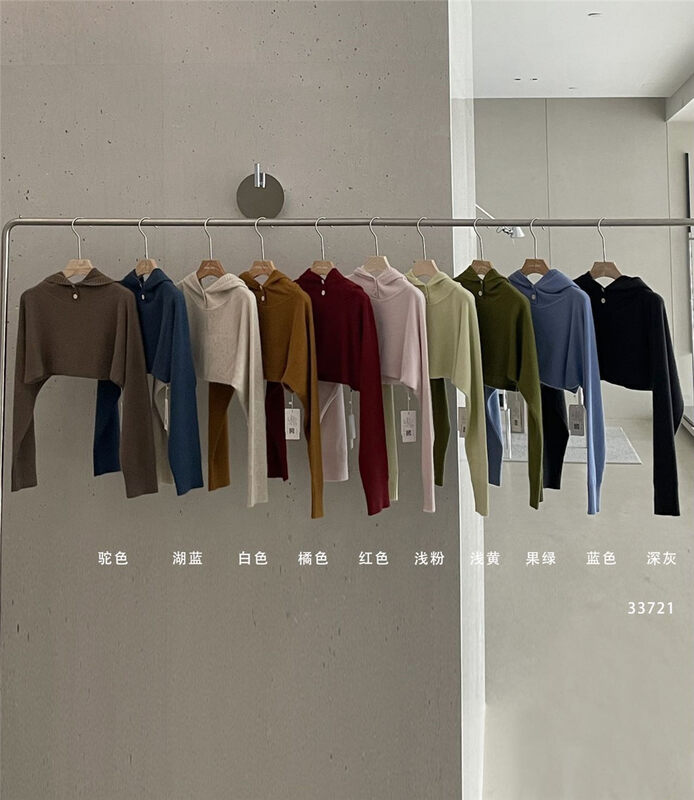 Raccoon fleece material, elongated ratio, stacking artifact, 10 colors [CLEAN SPACE] Simple and versatile pullover short warm sweater 33721# CQW