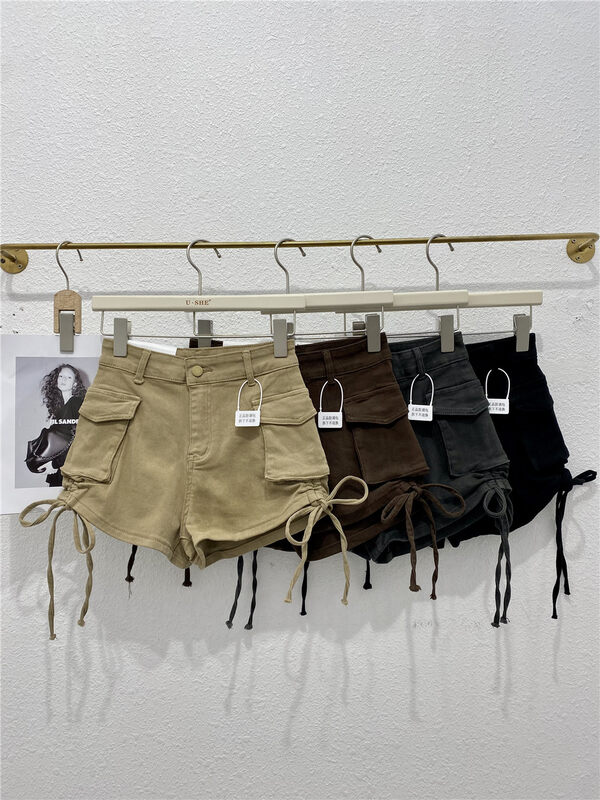 New in autumn! [U.SHE] Casual slimming solid color denim shorts 81289# JJ