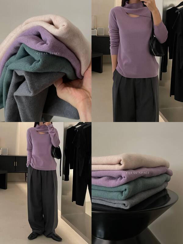 Autumn is new! 10 colors are available [CLEAN SPACE] solid color careful machine hollow turtleneck bottoming shirt (100 Australian wool) 32980# CQW