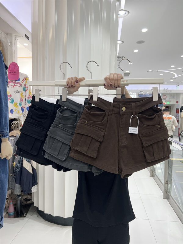 New in autumn! [U.SHE] denim shorts with hollow waist design YS1-81309# JJ