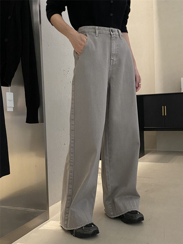 New in autumn!【CLEAN SPACE】Korean style straight-leg casual slimming jeans 33235# CQW
