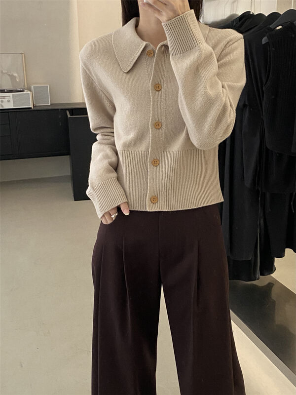 New in autumn!【CLEAN SPACE】Simple solid color versatile short knitted cardigan 33709# CQW