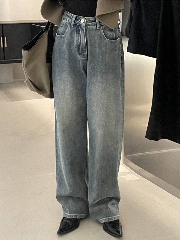 New in autumn!【CLEAN SPACE】Korean loose straight casual jeans 33338# CQW