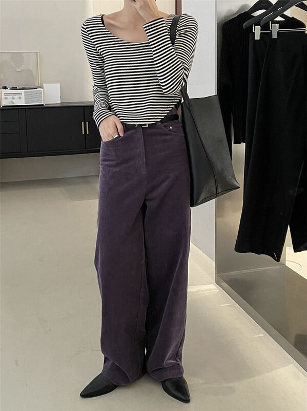 New in autumn!【CLEAN SPACE】Korean loose straight corduroy casual pants 32799# CQW