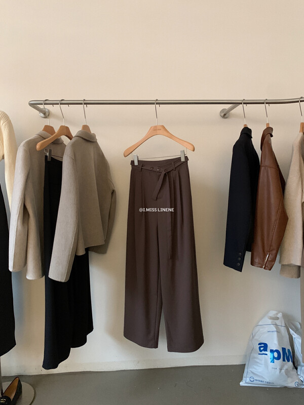 【IMISS】Korean version of casual thickened wide-leg trousers and trousers (with waist rope) QK6509# FHX