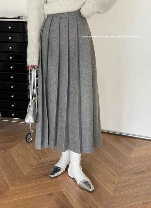 【YOOMINI】Simple solid color mid-length skirt Q16353-W# WPL