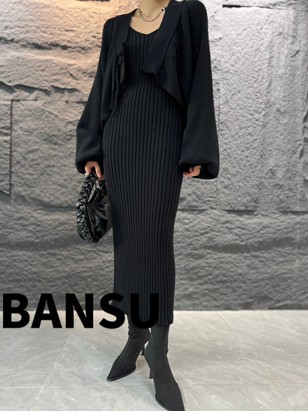 [Semi-plain] V-neck simple Harajuku style retro dress (without jacket) L1106# ZJY