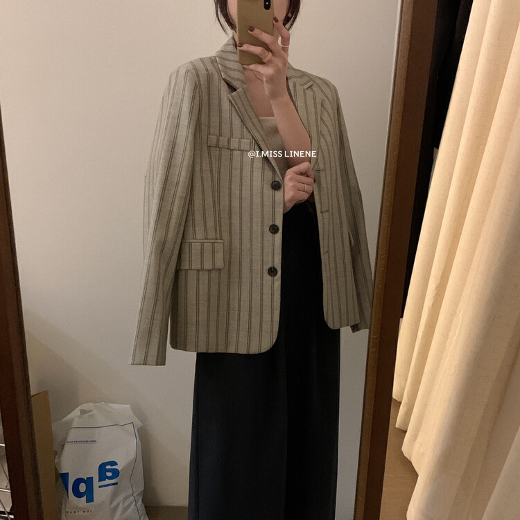 [IMISS] Korean high-quality striped blazer suit QK6398