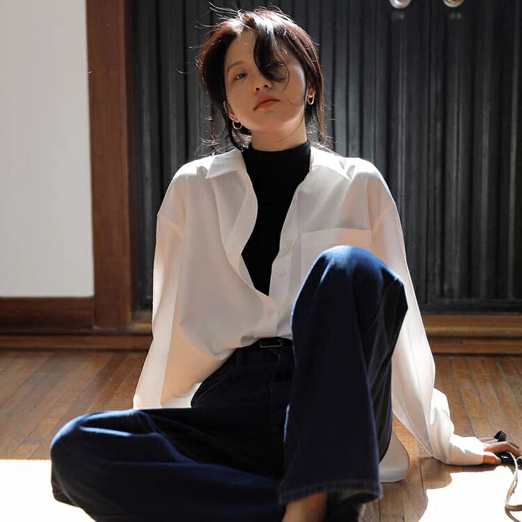 New in autumn!【KIKI STUDIO】Fake two-piece design all-match shirt 6849# HJY