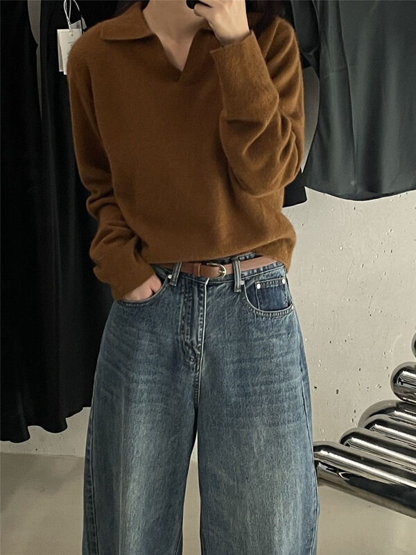 Not easy to shed 6 colors [CLEAN SPACE] Korean version all-match POLO collar sweater 33088# CQW