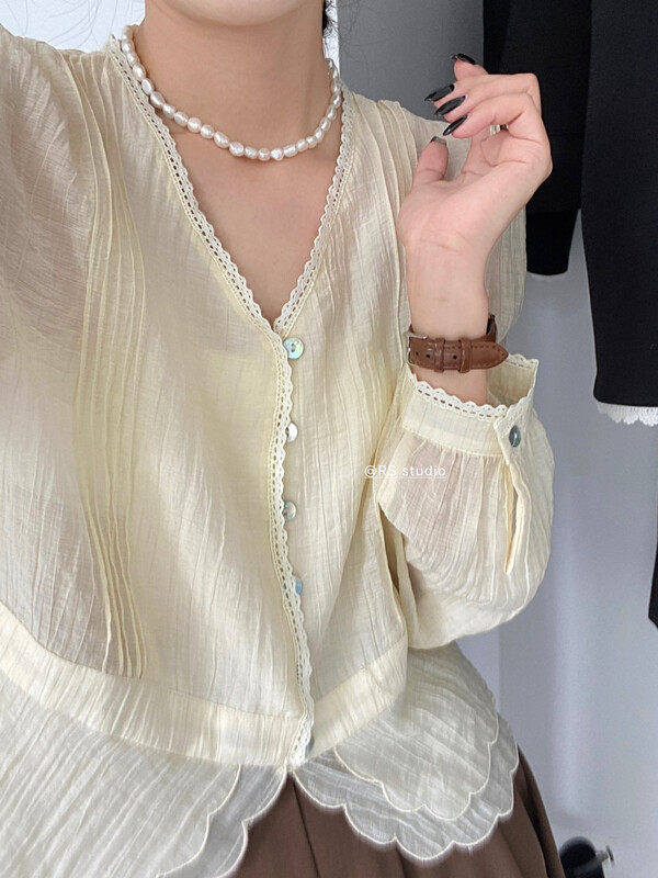 New in early autumn! [RS] Simple solid color all-match small shirt XL0085# FHX