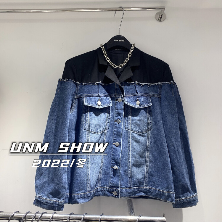 New in winter! [UNM-SHOW] stitching fashion all-match long-sleeved denim jacket 6393# WTT