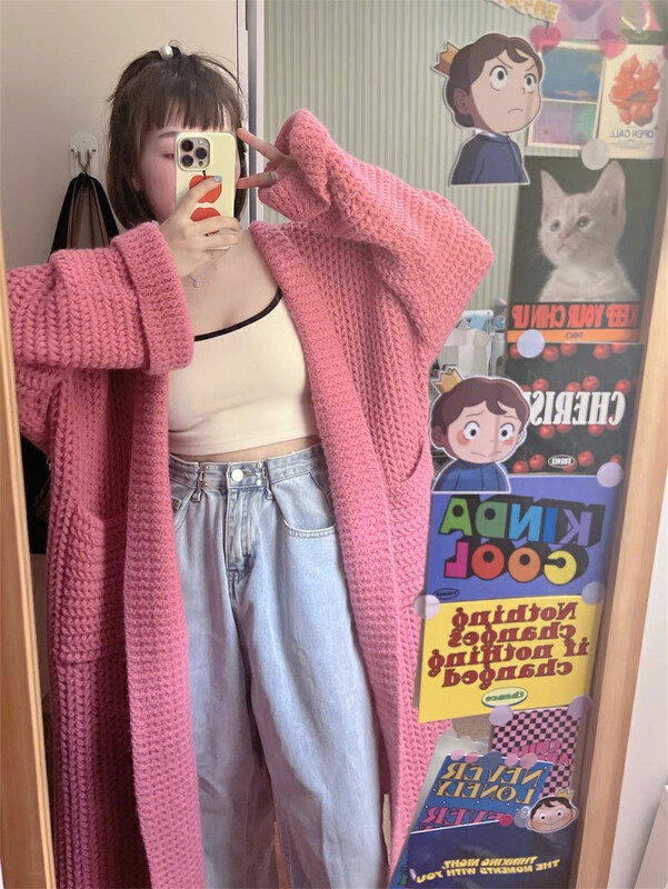 【F·P】Fashion Lazy Loose Long Sleeve Knit Thermal Sweater DM11FP# HBX