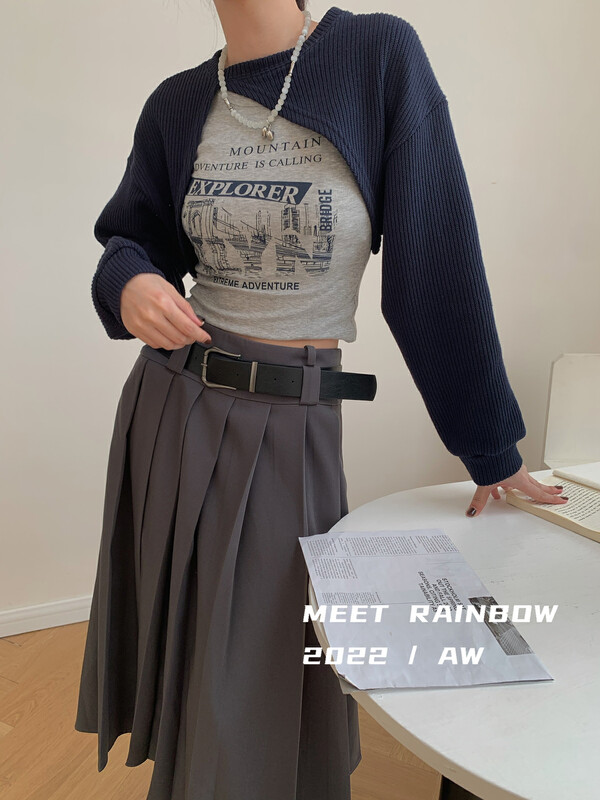 秋款上新!【MEET RAINBOW】韓版無袖背心+長袖套頭小衫套裝  03008#  LSL