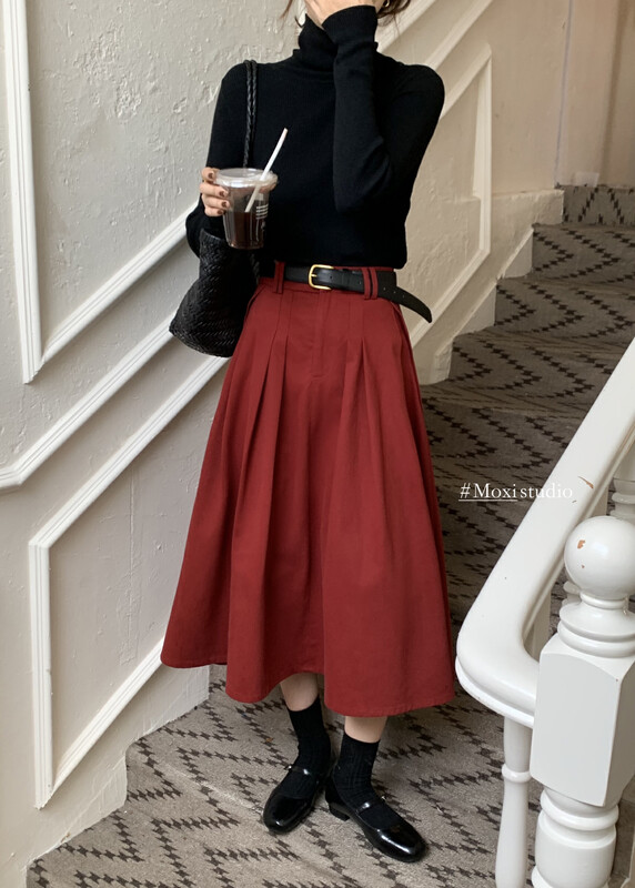 【MOXI】High waist slim all-match skirt 20030# CQW