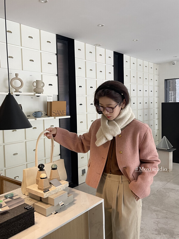 【MOXI】All-match simple pure color temperament wool coat (including 80% wool) 58799# CQW