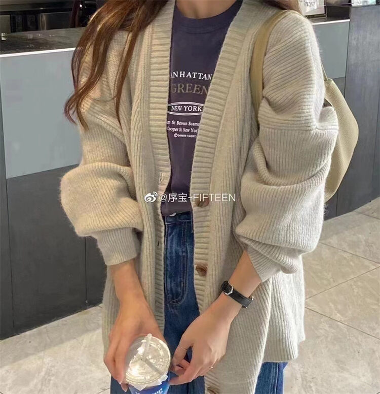 New in winter!【ARE YOU】V-neck loose and comfortable all-match warm sweater 329# L