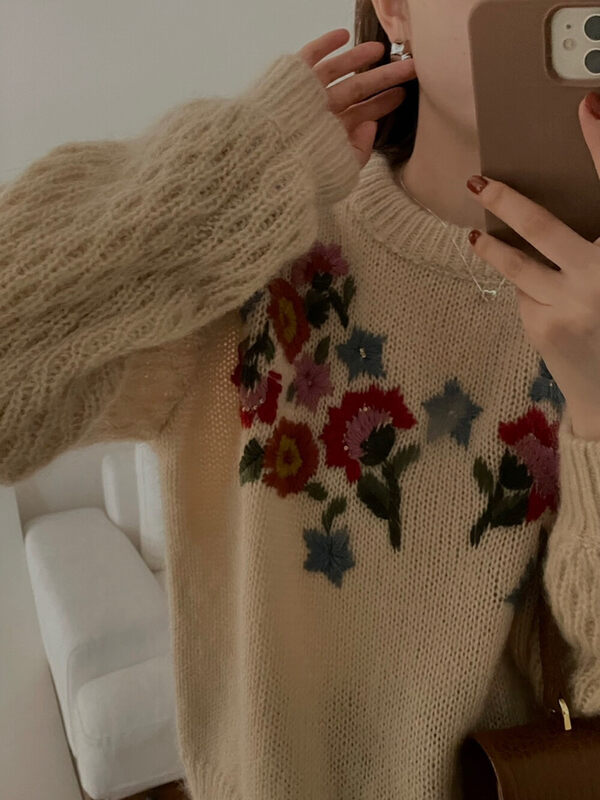 New in winter! [ARE YOU] round neck pullover embroidered fashion warm sweater 358# L