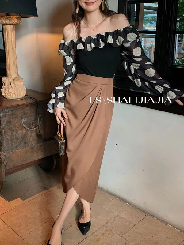 【LS】Korean version of solid color all-match skirt 51037