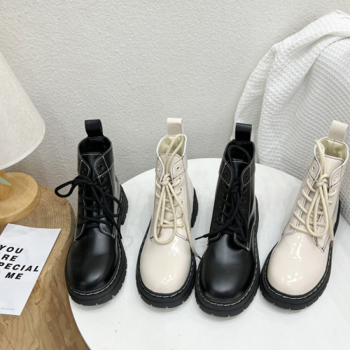 Real shot real price~Retro British style round toe thick-soled ankle boots 2022 autumn and winter new Martin boots