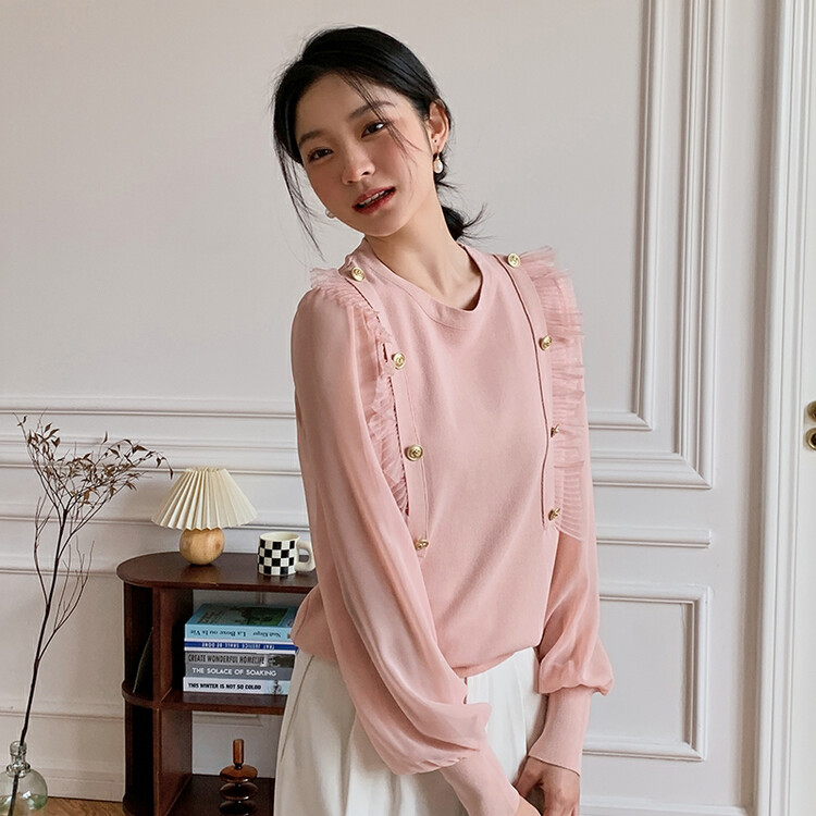 [HANNA Hanna] [Hannah] Elegant knitted sweater 2022 spring and autumn new style knitted sweater H6356
