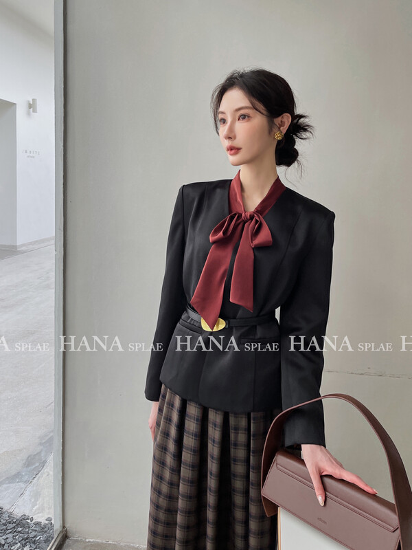 [HANNA Hanna] [Hannah] Xiaoxiangfeng short small suit female 22 autumn new long suit (with belt) H10522-1