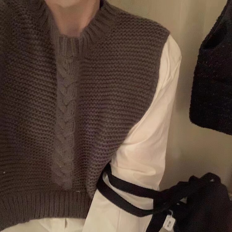 New in winter! [ARE YOU] stitching fake two-piece comfortable pullover warm sweater 369# L