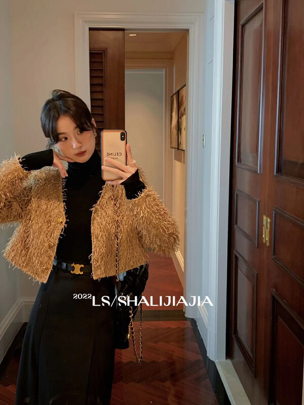【LS】French exquisite V-neck fringed short coat 60215# JHY