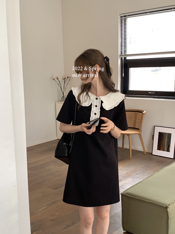 【T.G】Korean Style Colorblock French Dress 17237# CLS