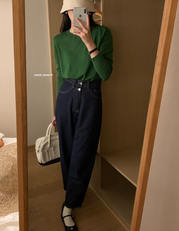 New in early autumn!【SEEK PEACH】Round Neck Neat Comfortable Knit Sweater 1916# L