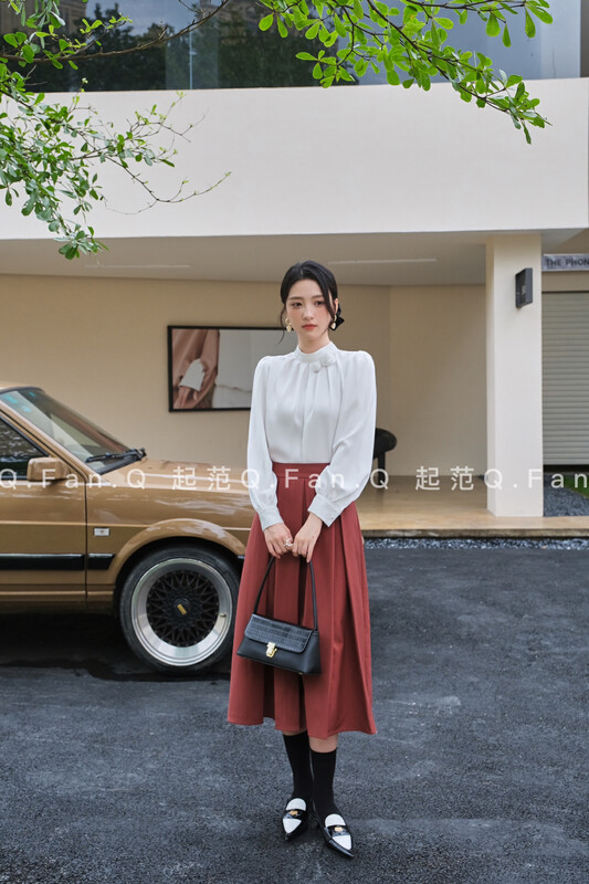 New in early autumn! [Fan] suit fabric pleated all-match skirt F8709# JHY