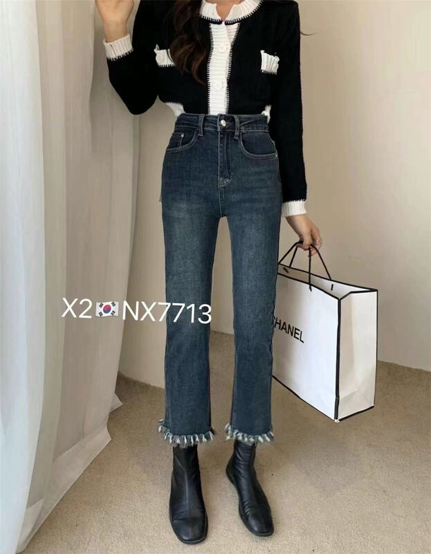 New in Autumn!【X2】Skinny Jeans with Sided Cigarette Pipe 7713# L