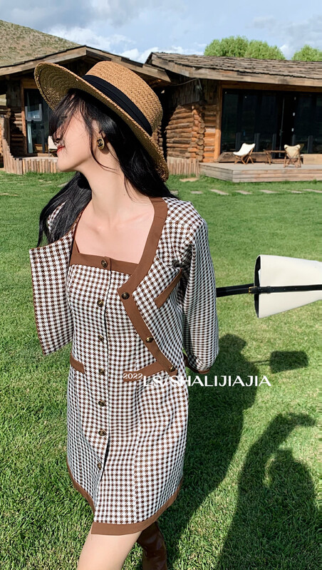 [LS] Hong Kong style retro plaid suit 9693
