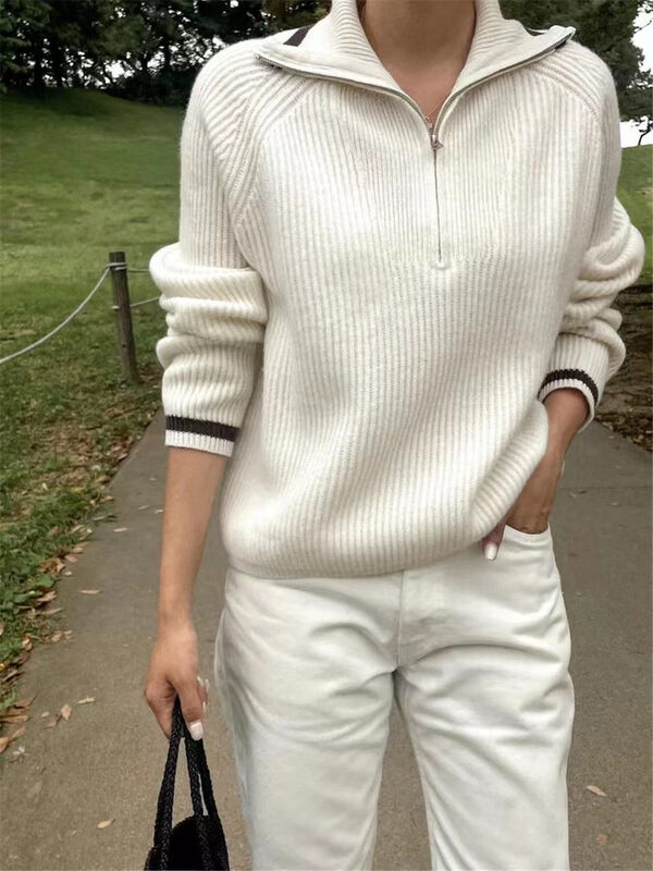 New in winter!【ARE YOU】High-neck comfortable and versatile half-zip warm sweater YS1-560# L