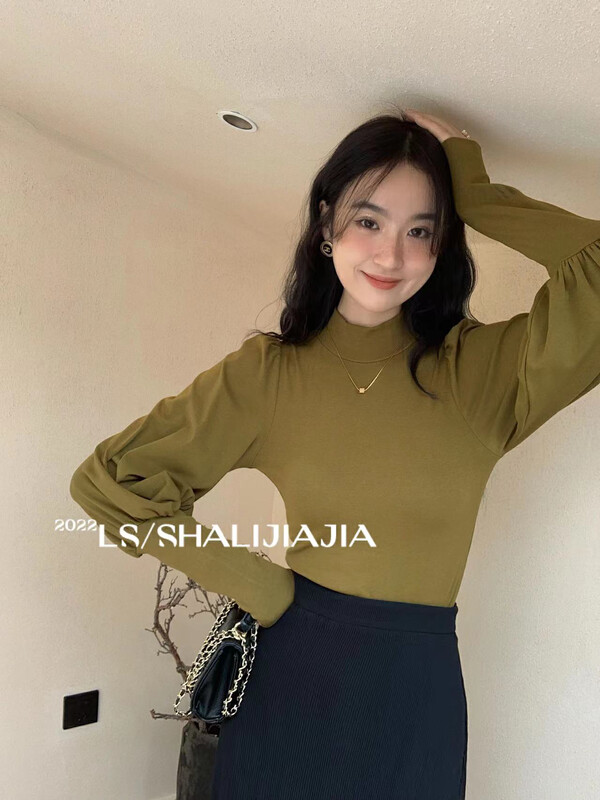 [LS] Korean version of the simple and versatile half turtleneck bottoming shirt 60151