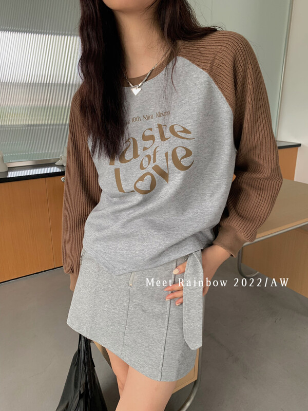 New for winter!  【MEET RAINBOW】Letter stitching loose sweater 01011# LSL