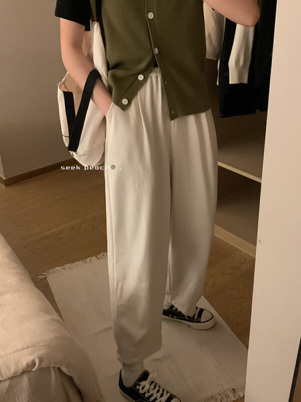New in autumn! [SEEK PEACH] Elastic waist comfortable all-match casual pants 5730# L