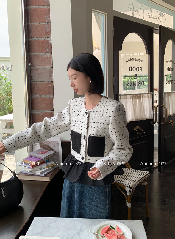 [AIXILI Aixili] Round neck single-breasted short coat pattern 7510