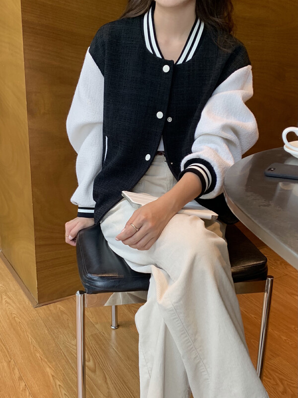 New in autumn!【T.G】Korean color-block baseball uniform short jacket 18518# CLS