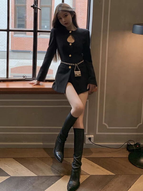 【Amanda】Temperament commuter fashion suit dress (with belt) 8838# PCZ